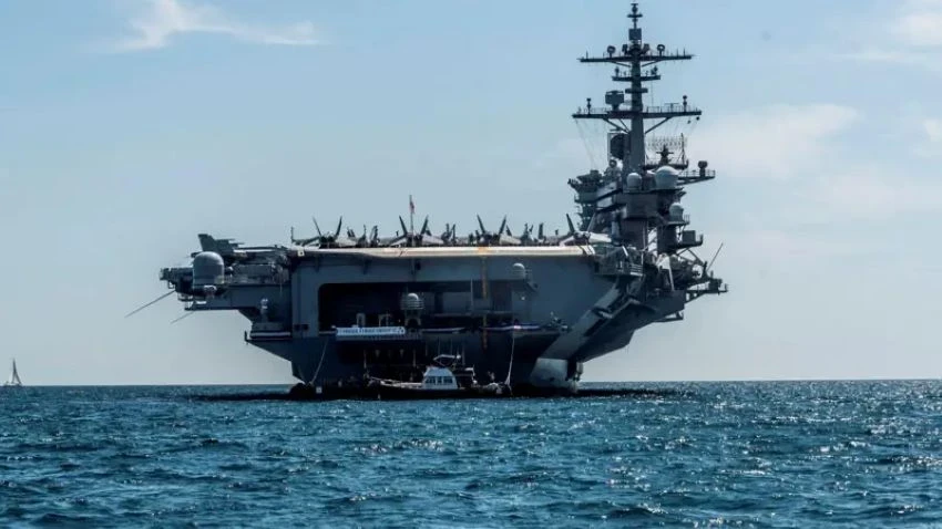 Preparation for airstrikes? An American aircraft carrier group has arrived off the coast of Iran.