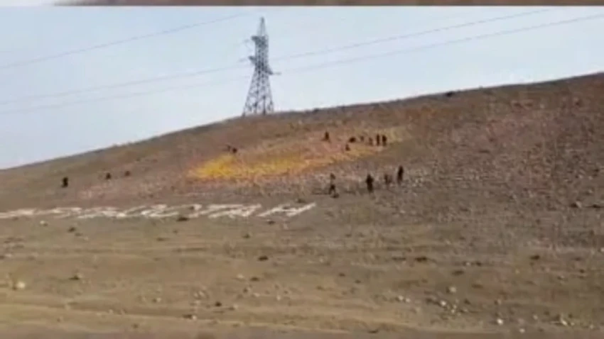 In the Kemin District, advertising inscriptions are being removed from the slopes of the mountains.