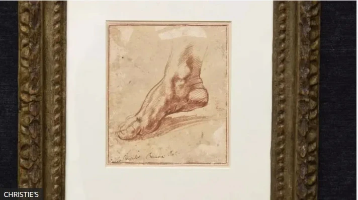 Foot drawing sold for $23 million. Recently discovered work by Michelangelo auctioned in the USA.