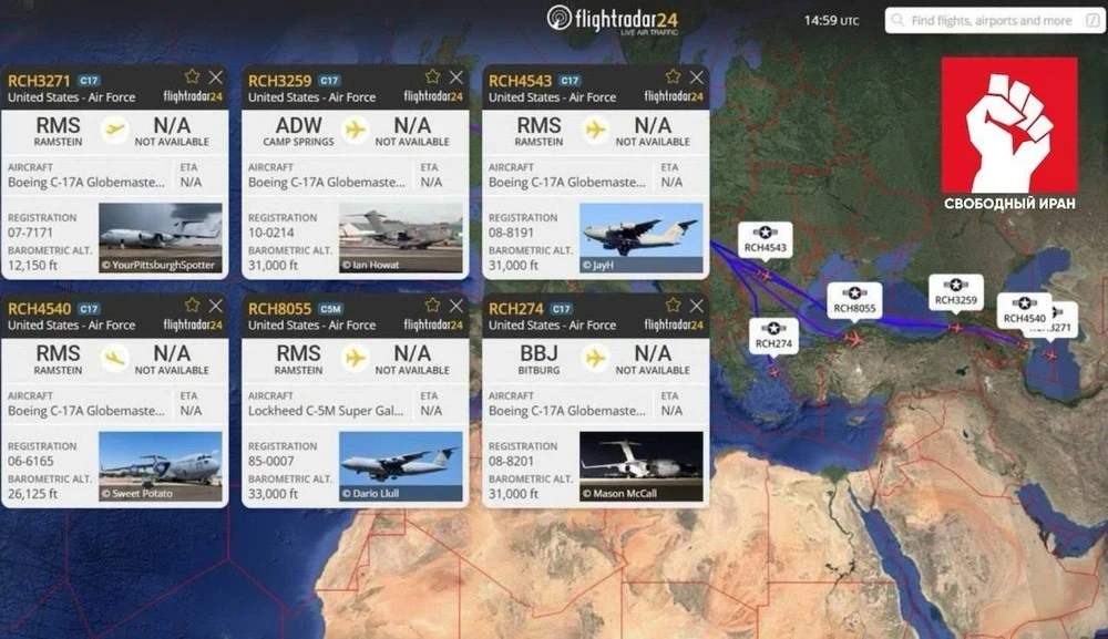 Media reported that two U.S. Air Force military planes landed in Turkmenistan.