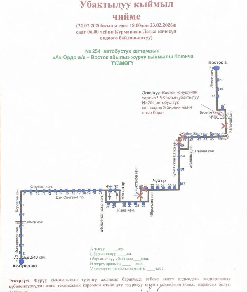 В Бишкеке на время закрывают участок пр. Жибек Жолу и меняют маршруты восьми автобусов