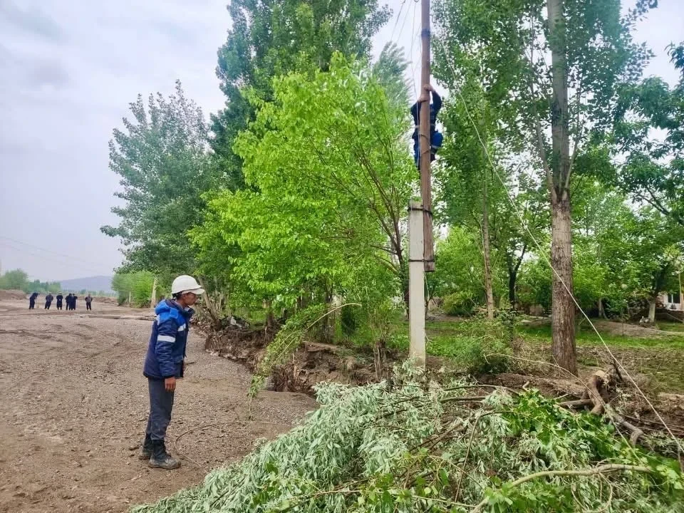В Баткене восстанавливают электросети после селевого потока